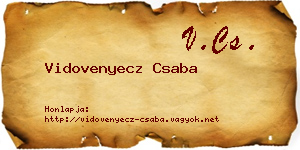 Vidovenyecz Csaba névjegykártya