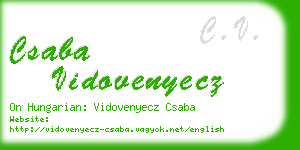 csaba vidovenyecz business card